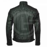 Lunar Green Leather Biker Jacket