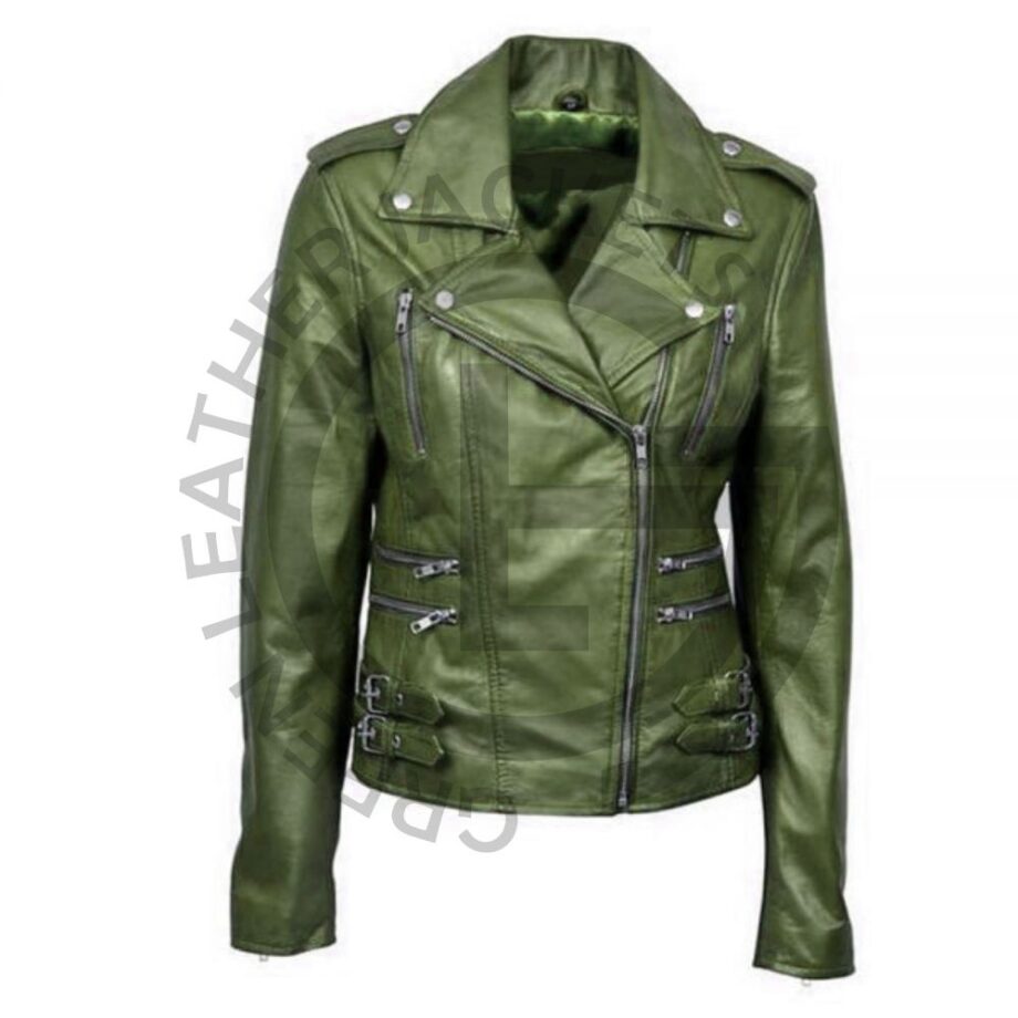 military green leather jacket
